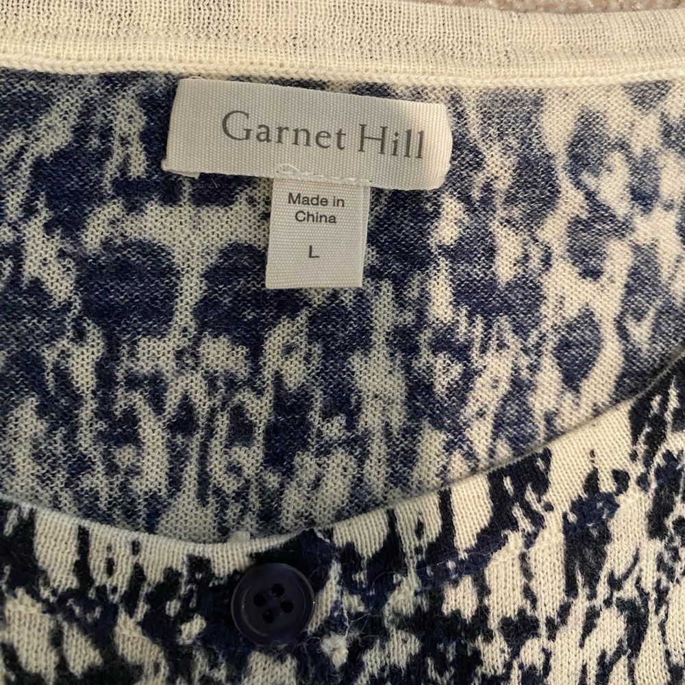 Garnet Hill Black and White Patterned Cardigan - Picture 2 of 3